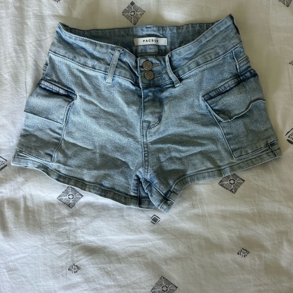 PacSun low rise cargo short denim womens